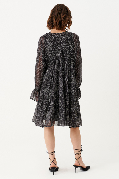 Нарядное платье из шифона с нижним платьем и сборками Панда 159990w черный - фото 2