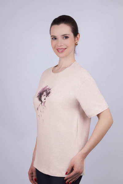 Бежевый джемпер из хлопка с рукавом со спущенным плечом Verally 452П-2 бежевый меланж - фото 3