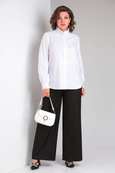 Белая свободная блуза с кружевными рюшами и коротким рукавом Lady Secret 0169 белый - фото 9