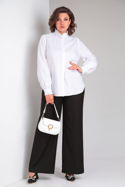 Белая свободная блуза с кружевными рюшами и коротким рукавом Lady Secret 0169 белый - фото 8