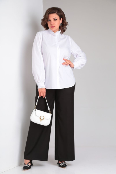 Белая свободная блуза с кружевными рюшами и коротким рукавом Lady Secret 0169 белый - фото 7