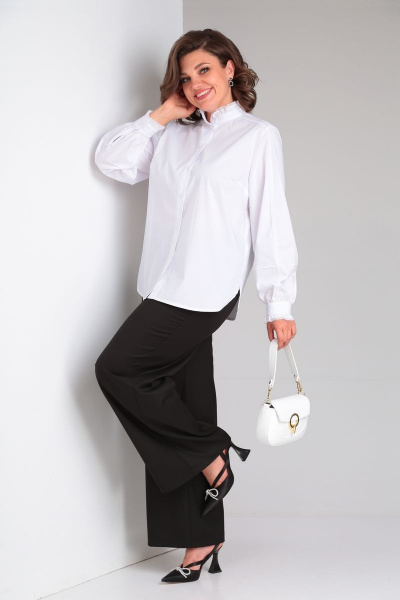 Белая свободная блуза с кружевными рюшами и коротким рукавом Lady Secret 0169 белый - фото 6