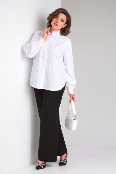 Белая свободная блуза с кружевными рюшами и коротким рукавом Lady Secret 0169 белый - фото 5