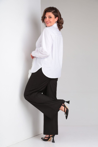 Белая свободная блуза с кружевными рюшами и коротким рукавом Lady Secret 0169 белый - фото 4