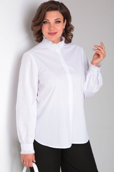 Белая свободная блуза с кружевными рюшами и коротким рукавом Lady Secret 0169 белый - фото 1