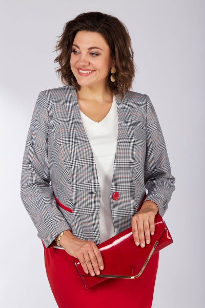 Элегантный костюм жакет, юбка и топ из текстиля в классическом стиле Lady Secret 1627 красный - фото 2