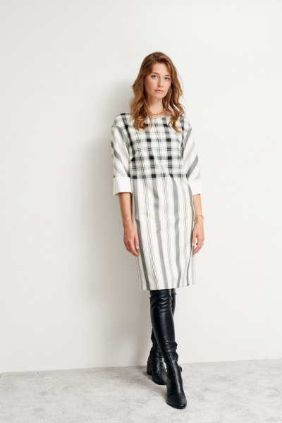 Платье делового стиля до середины колена с клеткой Morozov Amavie 1.1984_A1_Adri клетка+полоска - фото 2