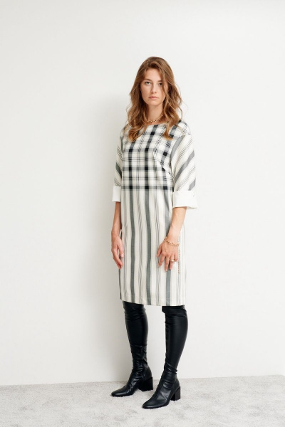 Платье делового стиля до середины колена с клеткой Morozov Amavie 1.1984_A1_Adri клетка+полоска - фото 1