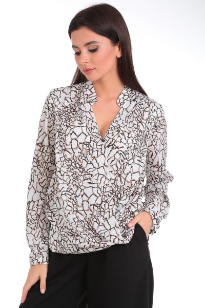 Блузка из текстиля с V-образным вырезом и складками Angelina & Сompany 822 - фото 4