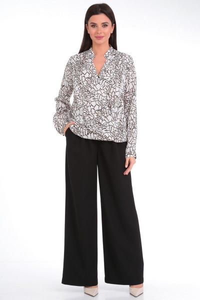 Блузка из текстиля с V-образным вырезом и складками Angelina & Сompany 822 - фото 3