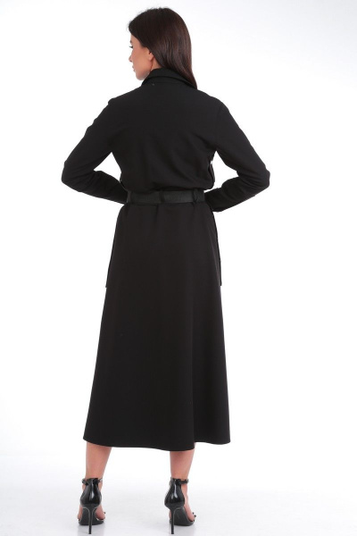 Черное платье полуприлегающего силуэта из текстиля Angelina & Сo 829 - фото 8