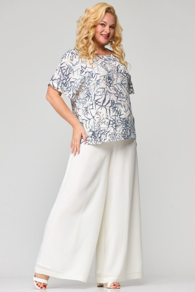 Белая шифоновая блуза и широкие брюки для особых случаев Angelina & Сompany 863 - фото 4