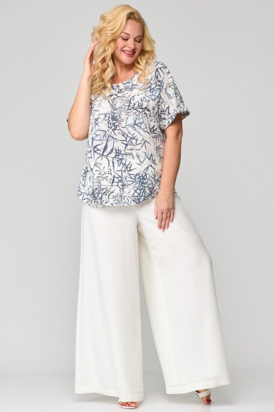 Белая шифоновая блуза и широкие брюки для особых случаев Angelina & Сompany 863 - фото 3