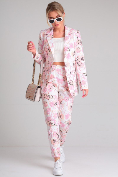 Комфортный джинсовый костюм из жакета и брюк Angelina & Сo 867 - фото 6