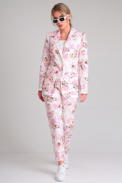 Комфортный джинсовый костюм из жакета и брюк Angelina & Сo 867 - фото 4