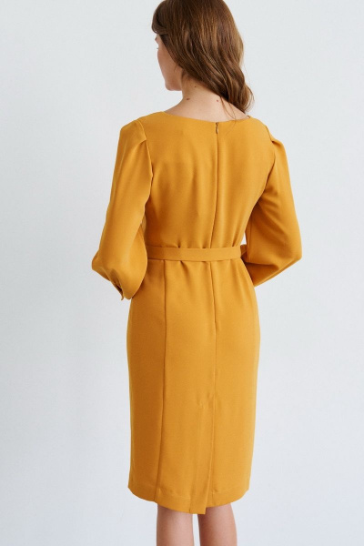 Платье золотистого цвета с платьной тканью и шлицей Morozov Amavie 1.1988_A1_Sheila горчица - фото 6
