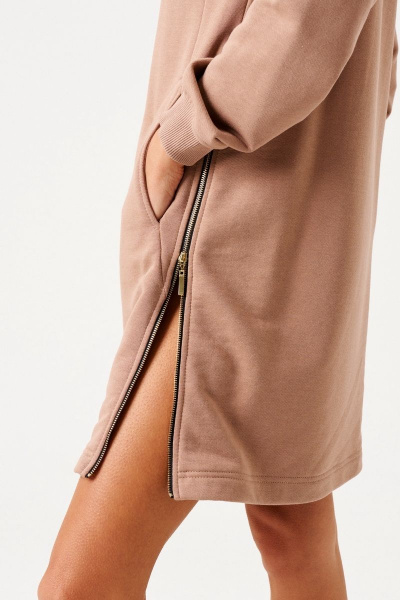 Спортивное платье-туника из трикотажа и хлопка с молниями Morozov Amavie 1.1983_A1_Sher какао - фото 6