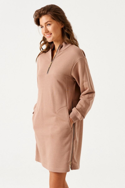 Спортивное платье-туника из трикотажа и хлопка с молниями Morozov Amavie 1.1983_A1_Sher какао - фото 4