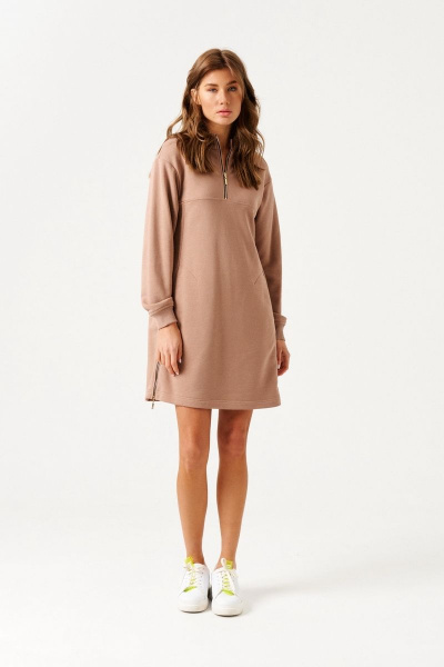 Спортивное платье-туника из трикотажа и хлопка с молниями Morozov Amavie 1.1983_A1_Sher какао - фото 2
