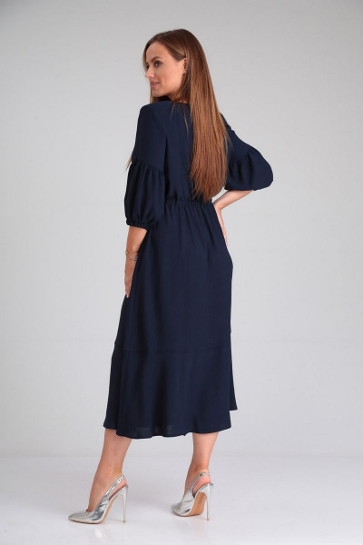 Платье расклешенное с кокетками, завязками и карманами Gamma Gracia 642 синий - фото 5