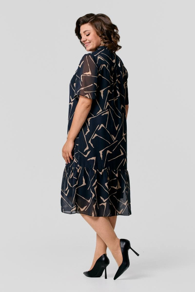 Платье на каждый день из шифона с V-образным вырезом IVA 1468 черный - фото 3