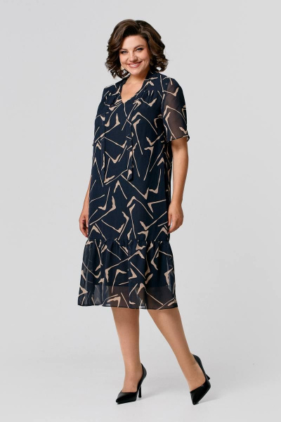 Платье на каждый день из шифона с V-образным вырезом IVA 1468 черный - фото 1