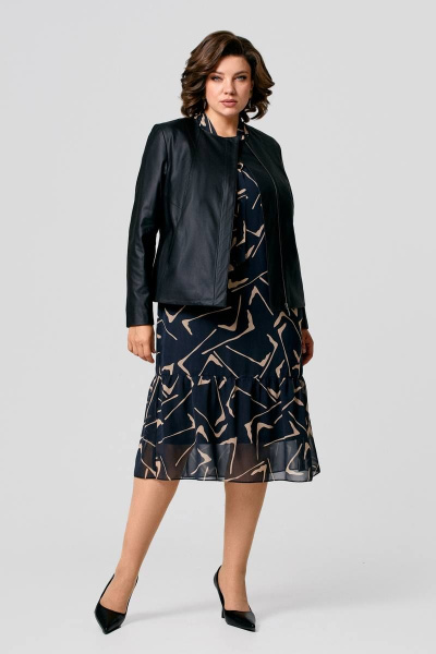 Платье на каждый день из шифона с V-образным вырезом IVA 1468 черный - фото 9