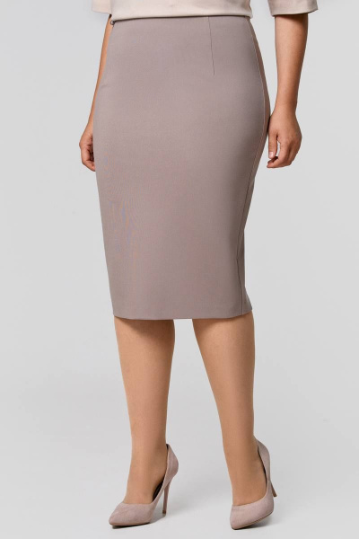 Бежевый костюм с юбкой и джемпером из трикотажа IVA 1511 бежевый - фото 9