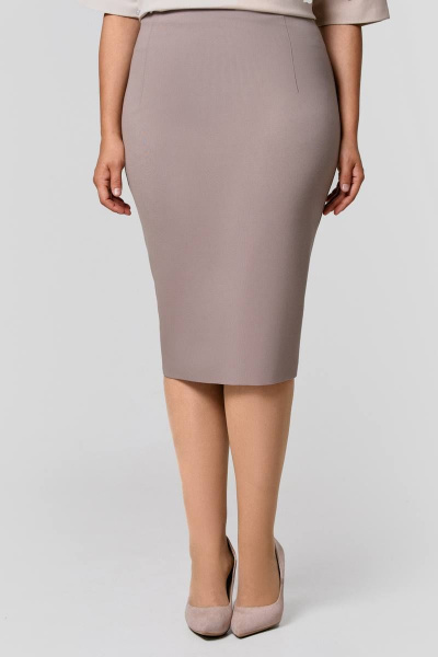 Бежевый костюм с юбкой и джемпером из трикотажа IVA 1511 бежевый - фото 8