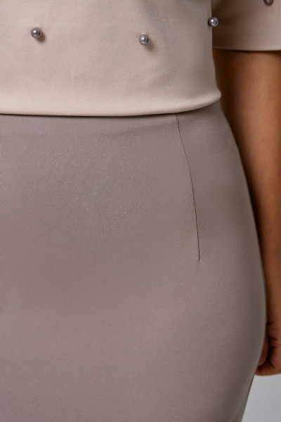 Бежевый костюм с юбкой и джемпером из трикотажа IVA 1511 бежевый - фото 5