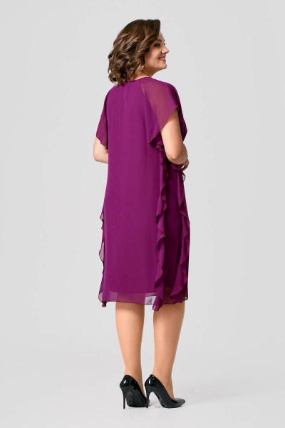 Платье шифоновое с рукавами-воланами и подкладкой IVA 1513 винный - фото 9