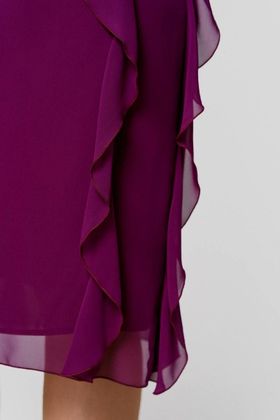 Платье шифоновое с рукавами-воланами и подкладкой IVA 1513 винный - фото 7