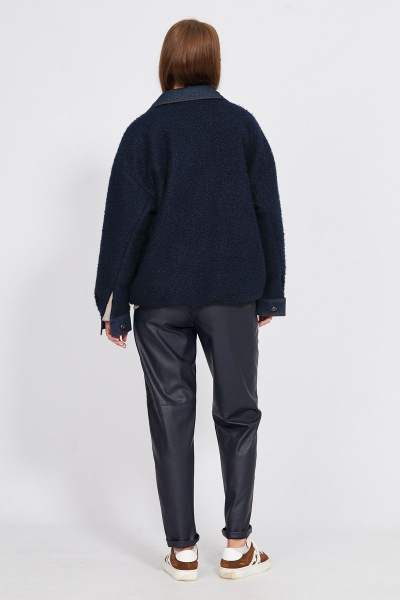 Демисезонная синия куртка из искусственного меха с карманами EOLA 2442 темно-синий - фото 7