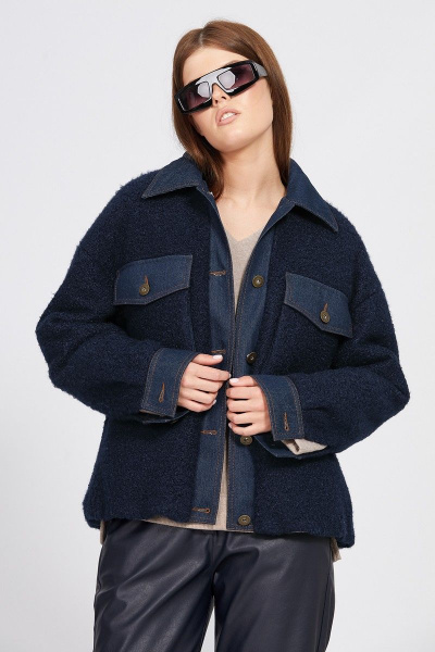Демисезонная синия куртка из искусственного меха с карманами EOLA 2442 темно-синий - фото 6
