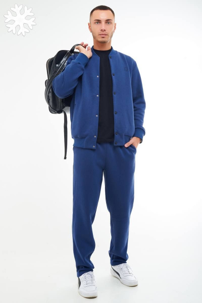 Мужской синій костюм: бомбер и брюки из трикотажа с резинками GO M3045/20-01.176-182 - фото 8
