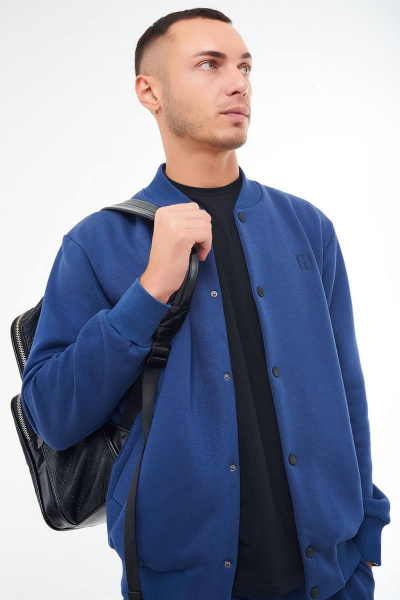 Мужской синій костюм: бомбер и брюки из трикотажа с резинками GO M3045/20-01.176-182 - фото 7