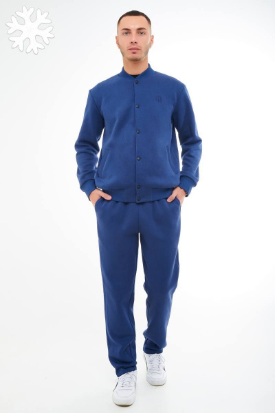 Мужской синій костюм: бомбер и брюки из трикотажа с резинками GO M3045/20-01.176-182 - фото 1