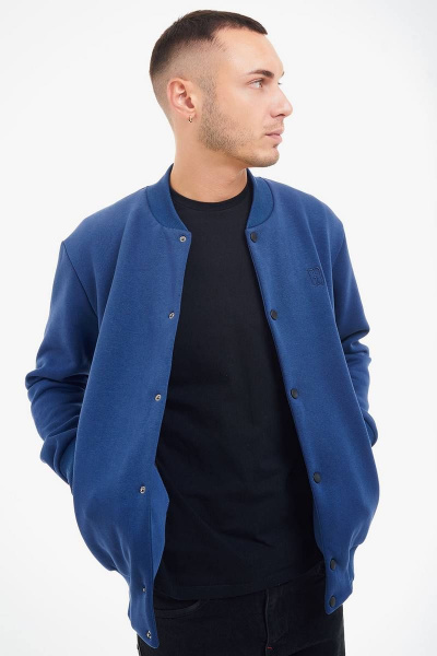 Мужской демисезонный синий бомбер с застежкой на кнопки и карманами GO M4045/20-01.182-188 - фото 7