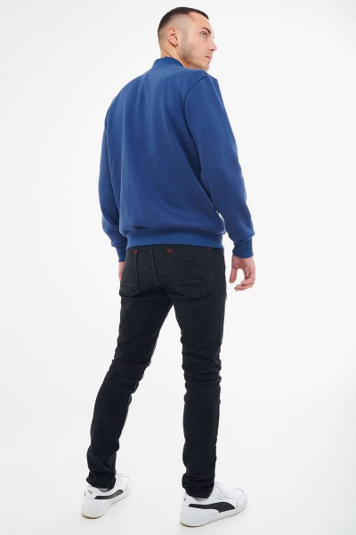 Мужской демисезонный синий бомбер с застежкой на кнопки и карманами GO M4045/20-01.182-188 - фото 5