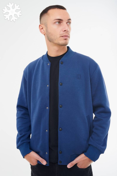 Мужской демисезонный синий бомбер с застежкой на кнопки и карманами GO M4045/20-01.182-188 - фото 2