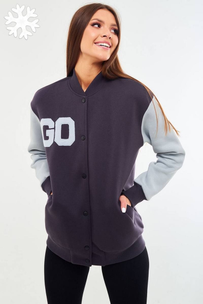 Демисезонный женский бомбер из ткани с карманами и вышивкой GO F4045b/30-03.170-176 - фото 1