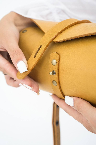 Кожаная сумка через плечо с натуральным деревом Because TUB DYNA - фото 6