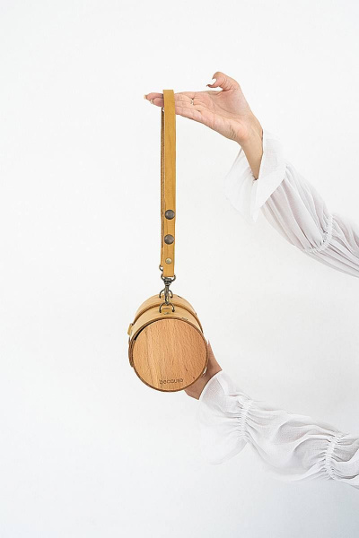 Кожаная сумка через плечо с натуральным деревом Because TUB DYNA - фото 5