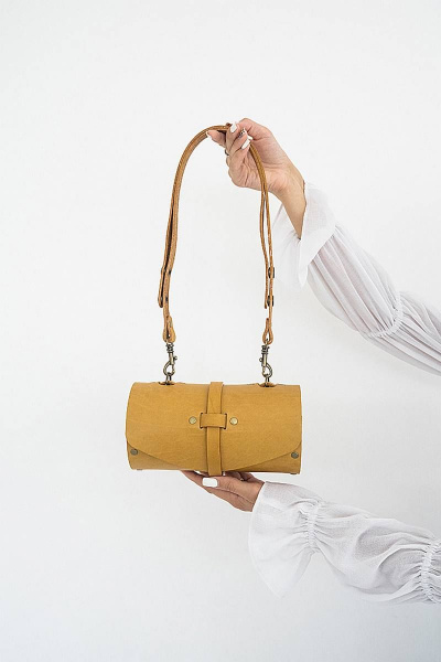 Кожаная сумка через плечо с натуральным деревом Because TUB DYNA - фото 2