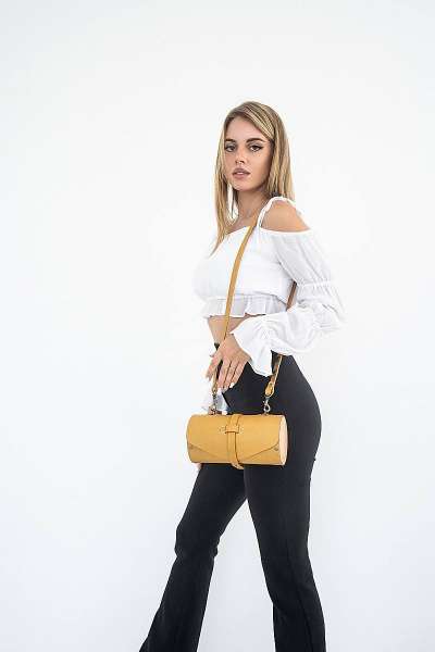 Кожаная сумка через плечо с натуральным деревом Because TUB DYNA - фото 4