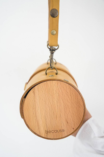 Кожаная сумка через плечо с натуральным деревом Because TUB DYNA - фото 3