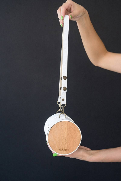 Кожаная сумка через плечо из натуральной кожи и дерева, 22х11х11 см Because TUB BEL - фото 2