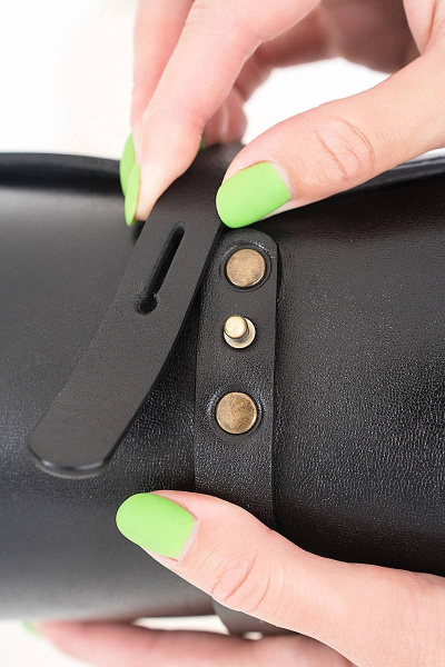 Кожаная сумка через плечо из натуральной кожи и дерева, 22х11х11 см Because TUB BLACK - фото 7