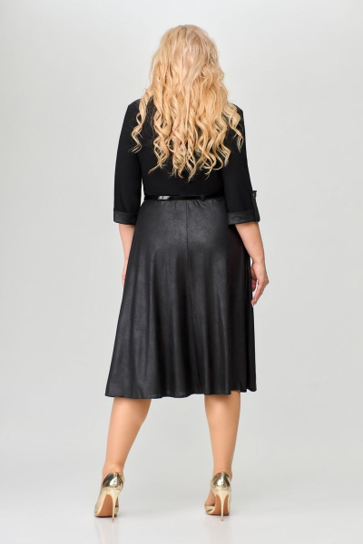 Платье с расклешенной юбкой и воротником-стойкой, длина 112 см Svetlana-Style 1659 черный - фото 2