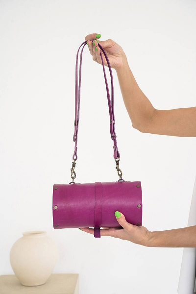 Кожаная сумка через плечо из натуральной кожи и дерева, 22х11х11 см Because TUB FYKSIA - фото 4